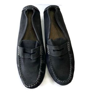 EUC COLE HAAN Black Wyatt Penny Loafer Suede Driver Driving Mocs Size 10.5M